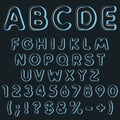 Alphabet, letters, numbers and signs from transparent air, inflatable balloons. Isolated vector objects.